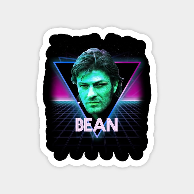 Sean Bean Retro 80s Neon Landscape Magnet by Bevatron