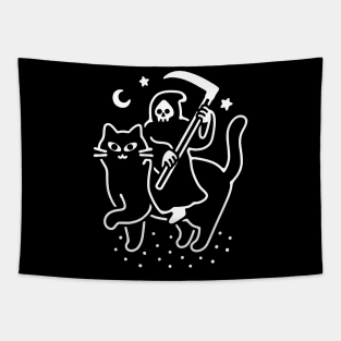 DEATH RIDES A BLACK CAT Tapestry