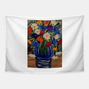 A beautiful bouquet flowers in a glass vase Tapestry