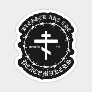 Blessed Are The Peacemakers Matthew 5:9 Orthodox Cross Barbed Wire Punk Pocket Magnet