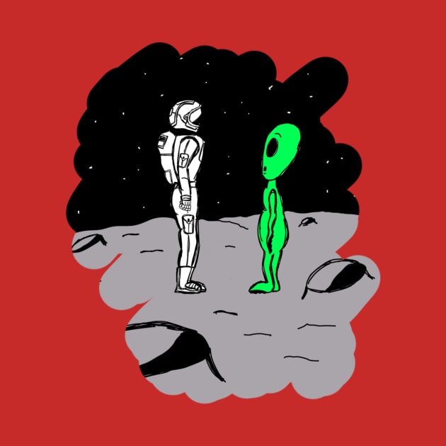 Alien meets astronaut by bowtie_fighter