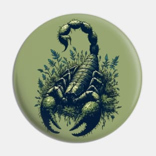 Scorpion overgrown with moss, plants and flowers Pin