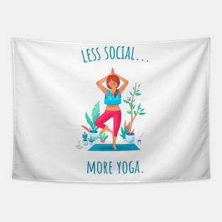 Less Social More Yoga - Illustrated Tapestry