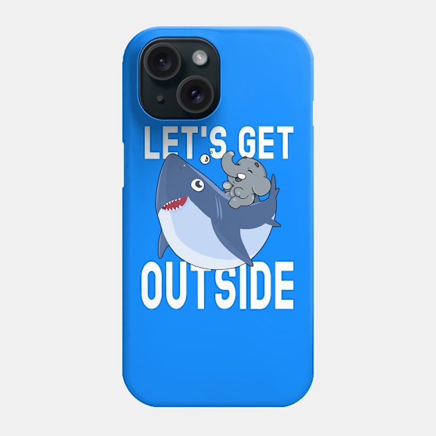 Let's Get Outside and Play Elephant and Shark Go for a Ride Phone Case by Dad and Co