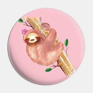 Cute Watercolor Sloth Pin