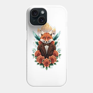 Fox and flowers tattoo style 6 Phone Case