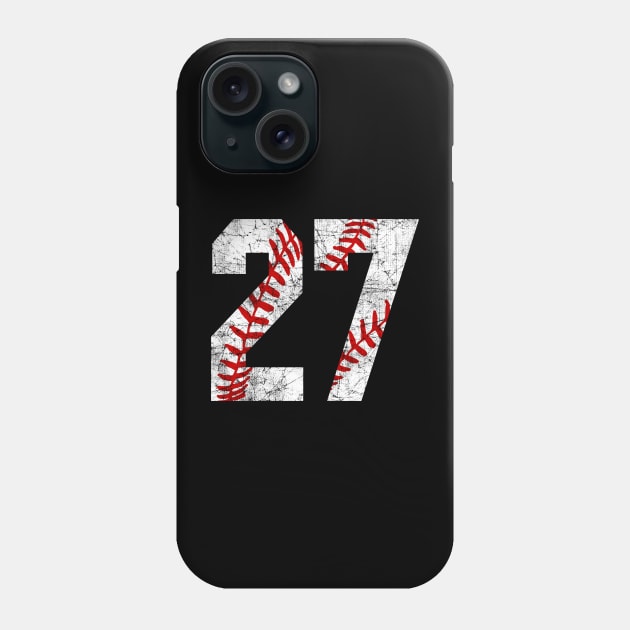 Vintage #27 Baseball Laces Baseball Mom Jersey Love Baseball T-shirt Phone Case by TeeCreations