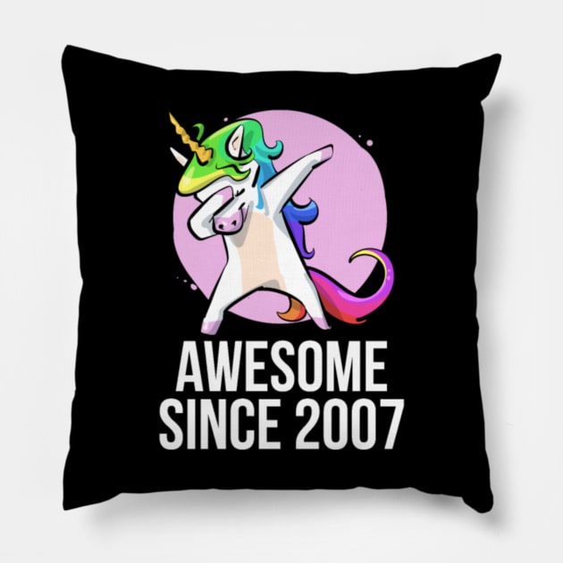 Kid 12 Yrs Old 12th Birthday Unicorn Dabbing 2007 Pillow by Xizin Gao