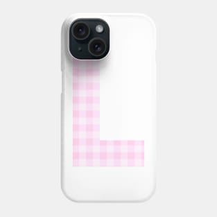 Pink Letter L in Plaid Pattern Background. Phone Case