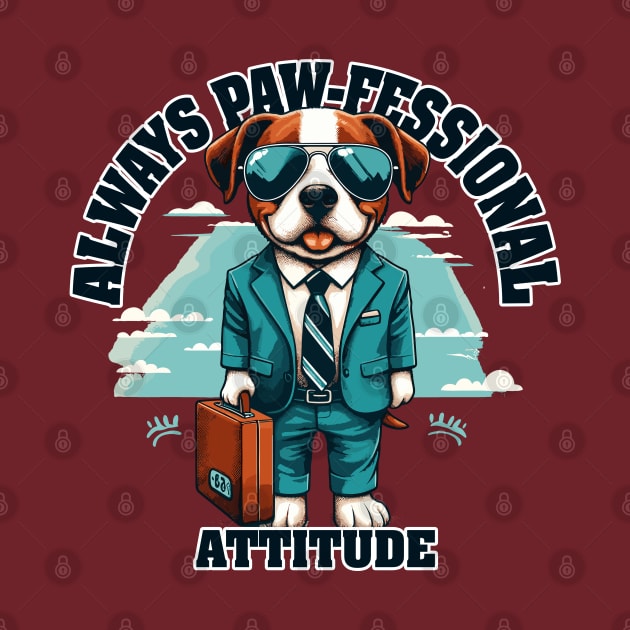 Always Paw-fessional Attitude - Funny Dog in Suit perfect for dog lovers by diegotorres