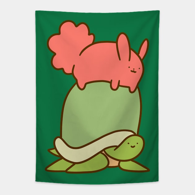 Pink Bunny and Turtle Tapestry by saradaboru