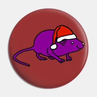 Purple Rat wearing Christmas Santa Hat Pin