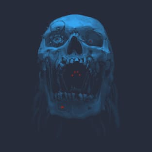 Robot Cyborg Skull Sci-Fi T shirt - Blue T-Shirt