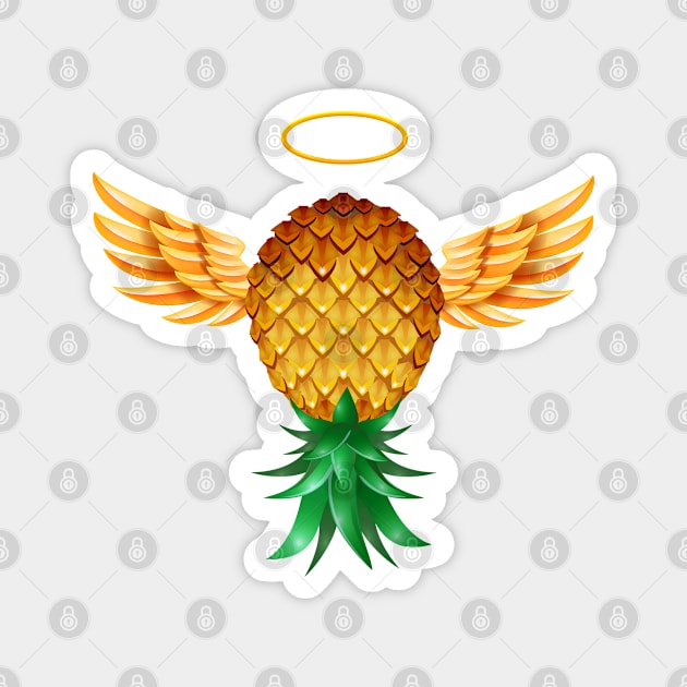 Golden Angel Wings Swinger Upside Down Pineapple Halloween Magnet by LemoBoy