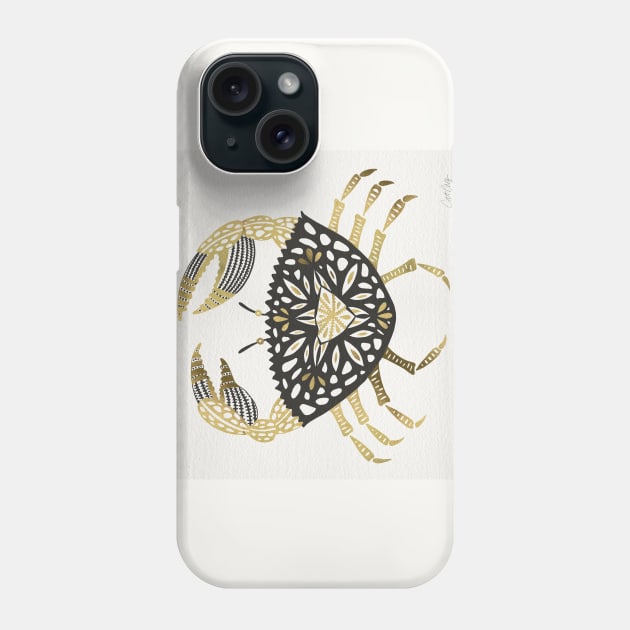 Black Gold Crab Phone Case by CatCoq