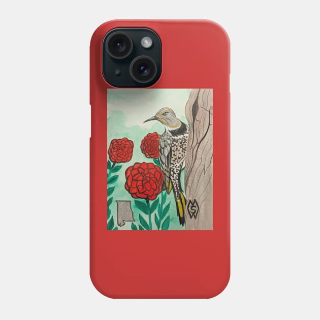 Alabama state bird and flower, the yellowhammer and camellia Phone Case by Matt Starr Fine Art