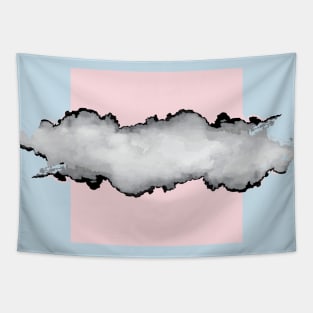 Blush Pink Gray and Black Graphic Cloud Effect Tapestry