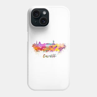 Cardiff skyline in watercolor Phone Case