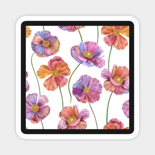 Colorful Anemone flowers. Summer watercolor flowers print Magnet