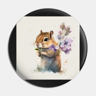 Cute chipmunk with flowers Pin