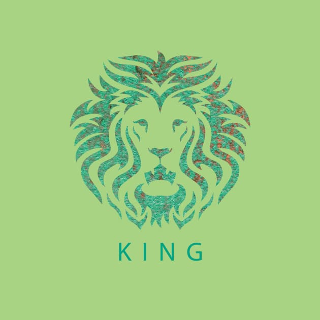 'KING' Lion Head - Green by sleepingdogprod