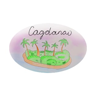 Cagdanao watercolor Island travel, beach, sea and palm trees. Holidays and vacation, summer and relaxation T-Shirt