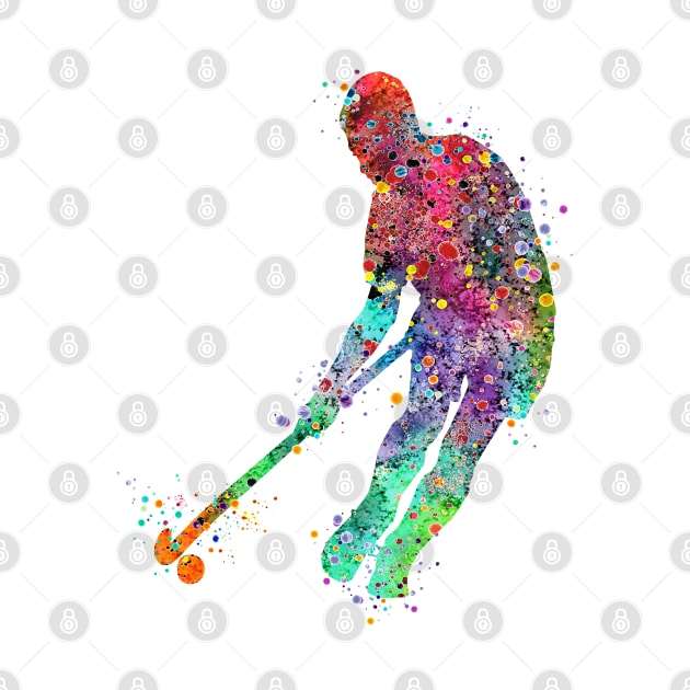 Field Hockey Player Watercolor Sport by LotusGifts