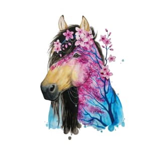 Horse pink flowers T-Shirt