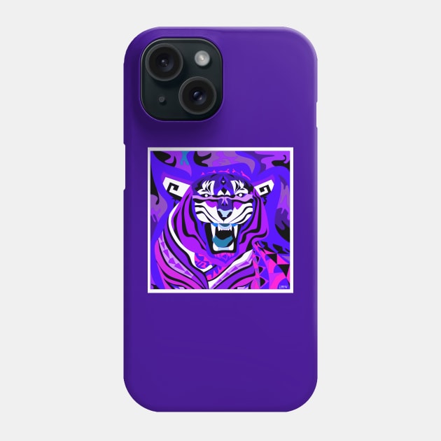 wild tiger in bengals colors of rage in zodiac chinese art ecopop Phone Case by jorge_lebeau