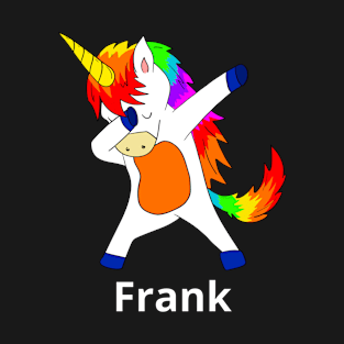 Frank First Name Personalized Dabbing Unicorn T-Shirt