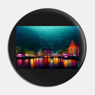 Neon Amsterdam City Skyline In Neonlight / Amsterdam City silhouette Pin