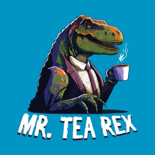 Tyrannosaurus Rex Tea-Rex Pun Funny Cartoon Style T-Shirt