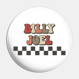 Billy Joel Checkered Retro Groovy Style Pin