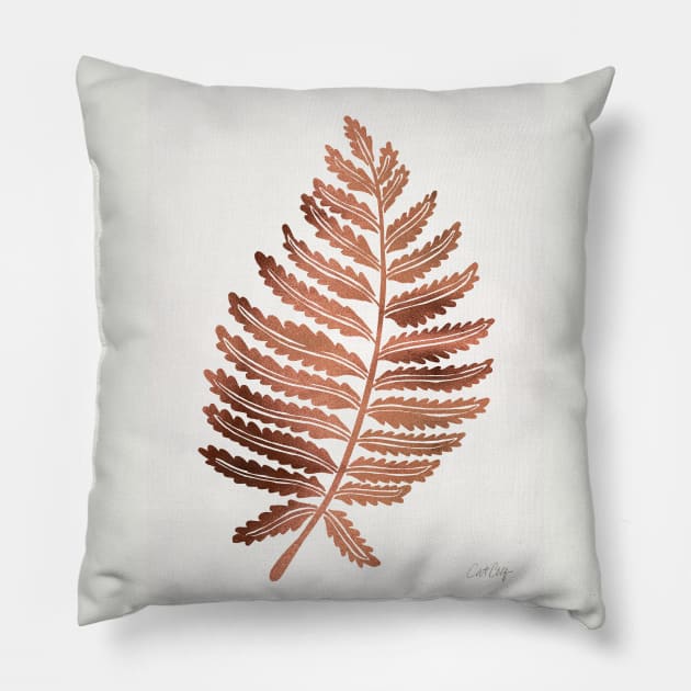 fern leaf rose gold Pillow by CatCoq