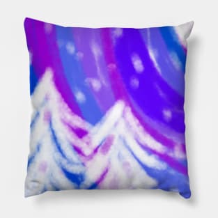 blue purple watercolor painting scenery design Pillow