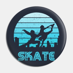 Retro Sunset Figure Skating Pair Pin