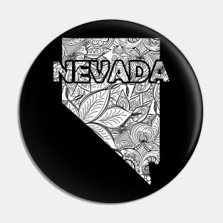 Mandala art map of Nevada with text in white Pin