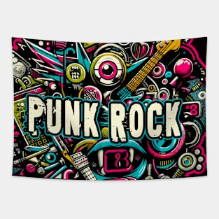 Rhythmic Uprising: Punk Rock Vector Illustration Tapestry