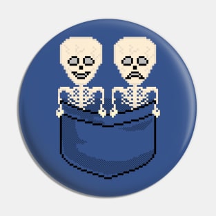 Pixel Pocket Comedy and Tragedy Skeletons Pin