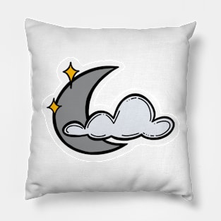 Cloudy Moon and Stars Pillow
