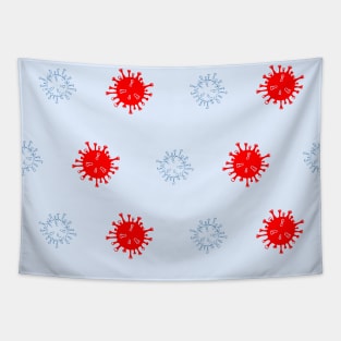 Seamless Pattern Red and Blue Virus Disease Tapestry