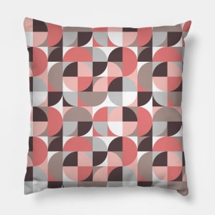 Coral and Brown Vintage Geometry Pillow