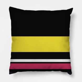 A gorgeous compound of Anti-Flash White, Dark, Smoky Black, Dingy Dungeon and Piss Yellow stripes. Pillow