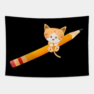 Cat mischief with pencils Tapestry