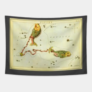 Pisces the Fish, from Urania's Mirror, Vintage Signs of the Zodiac Tapestry