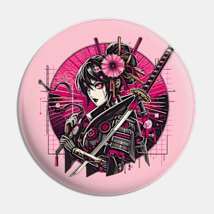 Cyberpunk Japanese Geisha Girl Pin