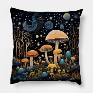 Starry Night Magic Mushroom Pillow