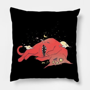 Cute Monster Cat With Creepy Mouth Pillow