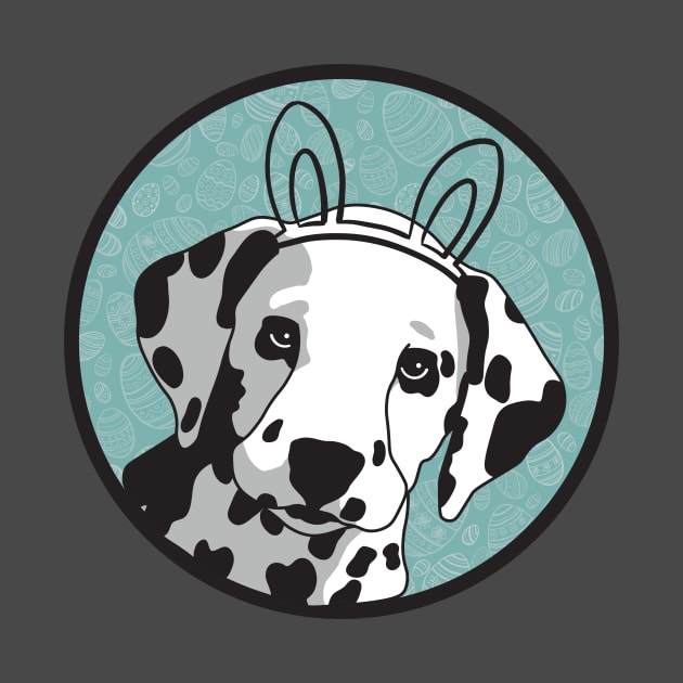 Dalmatian Puppy Head with Bunny Ears in Easter Circle by Seasonal Dogs