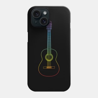 Classical Acoustic Guitar Colorful Outline Phone Case